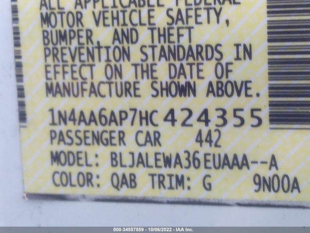 2017 Nissan Maxima, VIN: 1N4AA6AP7HC424355