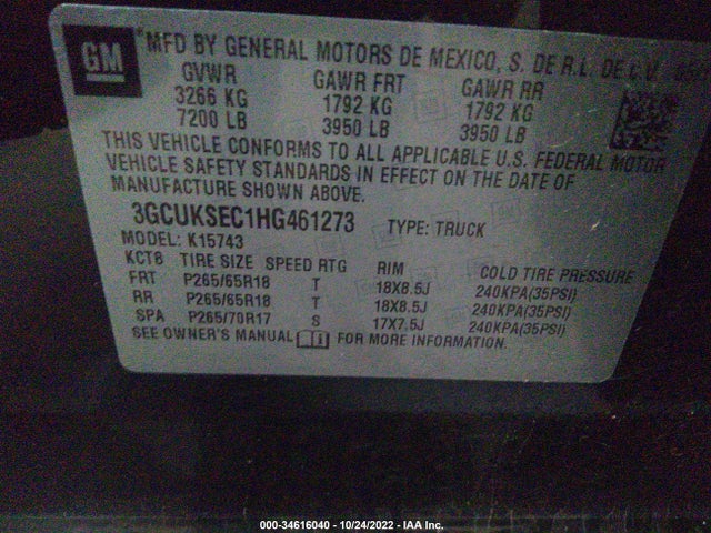 Chevrolet Silverado 1500 2017 3GCUKSEC1HG461273 Image 9