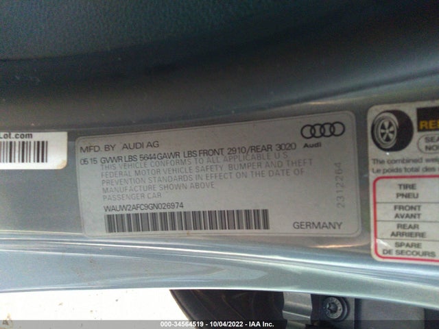 2016 Audi S7, VIN: WAUW2AFC9GN026974