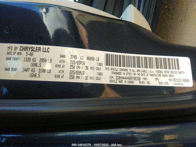 Dodge Grand Caravan Se 2008 2D8HN44H48R798338 Image 10