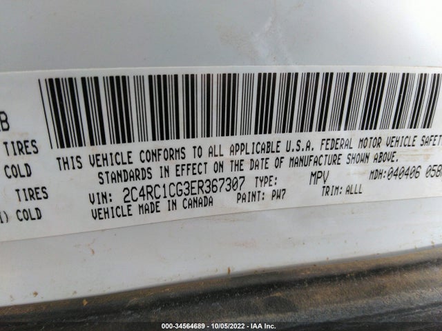 2014 CHRYSLER TOWN & COUNTRY TOURING-L VIN: 2C4RC1CG3ER367307