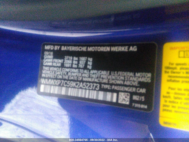 2019 Mini Cooper, VIN: WMWXP7C59K2A52373