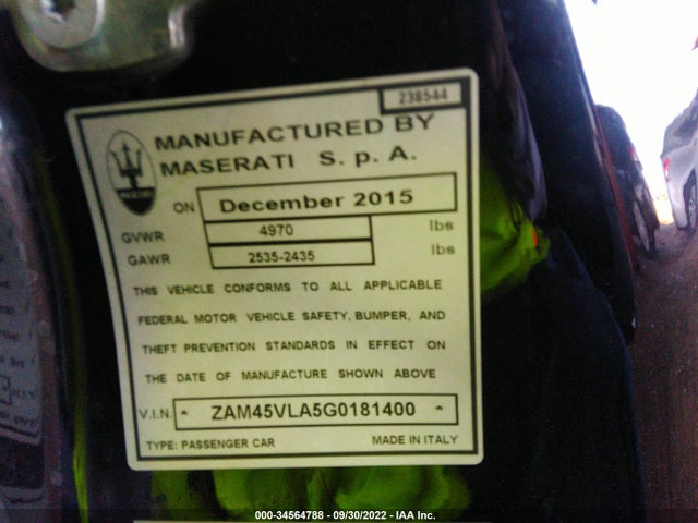 2016 Maserati Granturismo, VIN: ZAM45VLA5G0181400