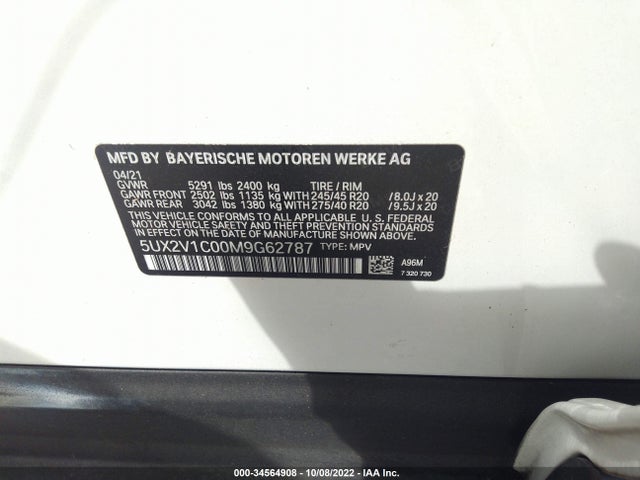 2021 BMW X4, VIN: 5UX2V1C00M9G62787