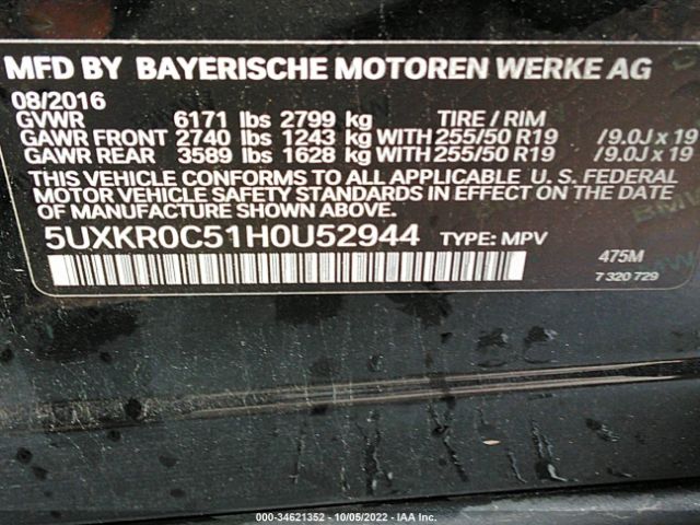 5UXKR0C51H0U52944 BMW X5 Xdrive35i