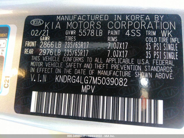 2021 Kia Sorento, VIN: KNDRG4LG7M5039082