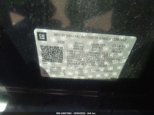 Chevrolet EQUINOX LT 2018 2GNAXJEV3J6279681 Image 11