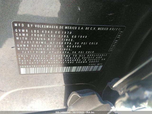 Volkswagen TAOS S 2022 3VVDX7B22NM025833 Image 9