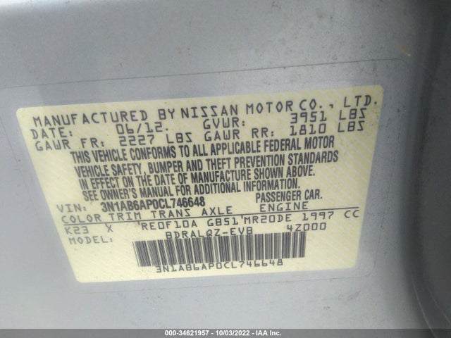 Nissan SENTRA 2.0 2012 3N1AB6AP0CL746648 Image 14