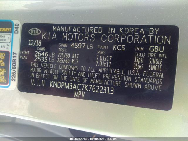 KNDPM3AC7K7622313 KIA Sportage Lx