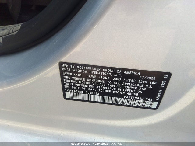 2020 Volkswagen Passat, VIN: 1VWSA7A32LC009113