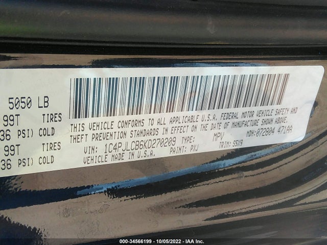 2019 JEEP CHEROKEE LATITUDE VIN: 1C4PJLCB6KD270209