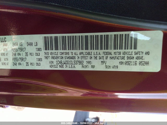 2013 JEEP WRANGLER UNLIMITED SPORT VIN: 1C4BJWDG1DL537982