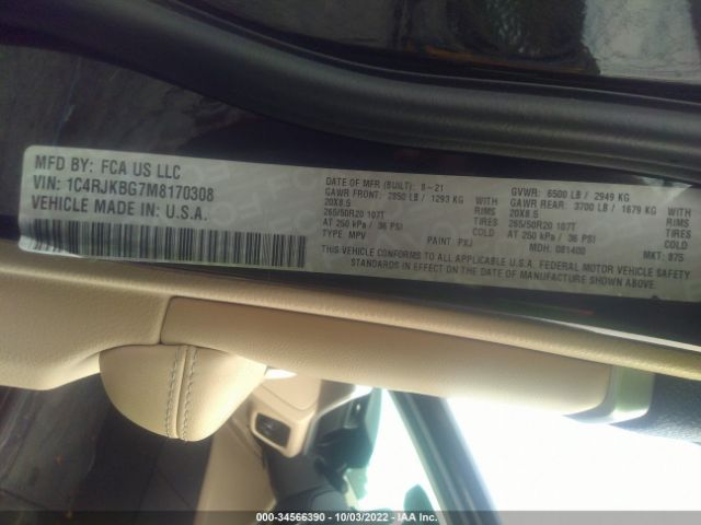 1C4RJKBG7M8170308 Jeep Grand Cherokee L Limited