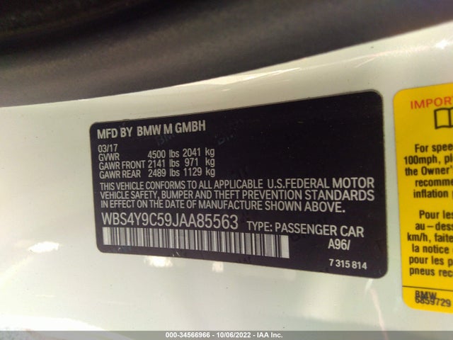 2018 BMW M4, VIN: WBS4Y9C59JAA85563
