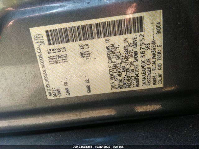 1N4AA6AP0JC367552 Nissan MAXIMA SV