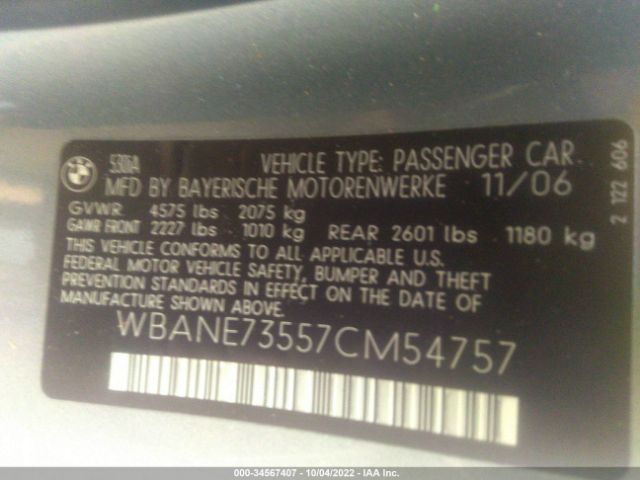 WBANE73557CM54757 BMW 5 Series 530i