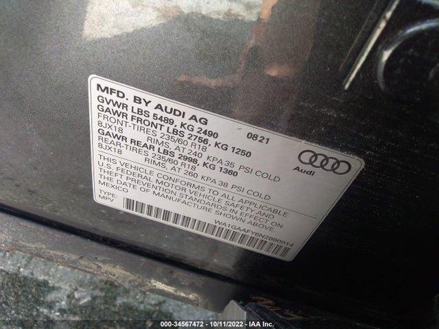2022 Audi Q5, VIN: WA1GAAFY6N2000914