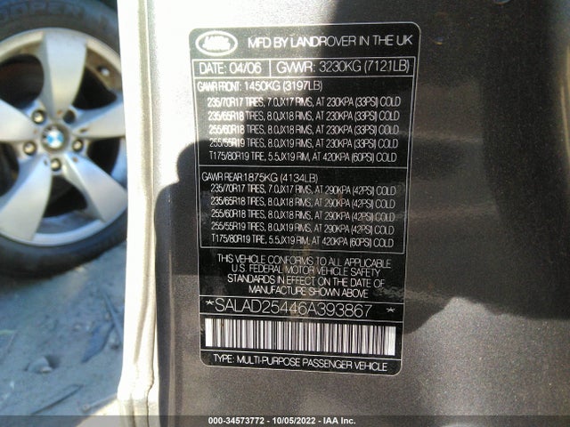 Land Rover LR3 2006 SALAD25446A393867 Image 11
