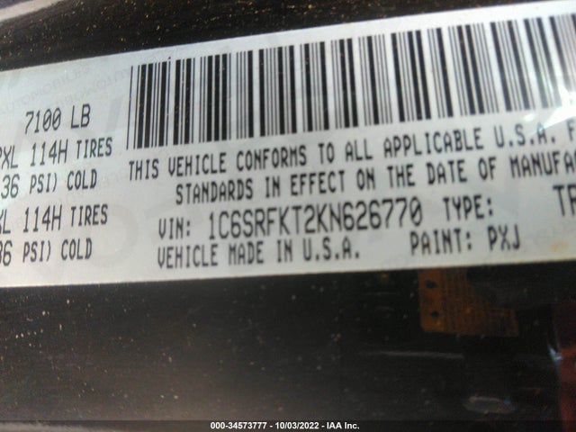 RAM 1500 Longhorn 2019 1C6SRFKT2KN626770 Image 9
