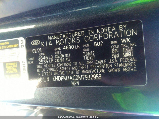 2021 Kia Sportage, VIN: KNDPM3AC0M7932953
