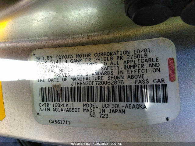 Lexus LS 430 2002 JTHBN30F720062836 Image 10
