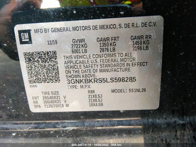 2020 Chevrolet Blazer, VIN: 3GNKBKRS5LS598285