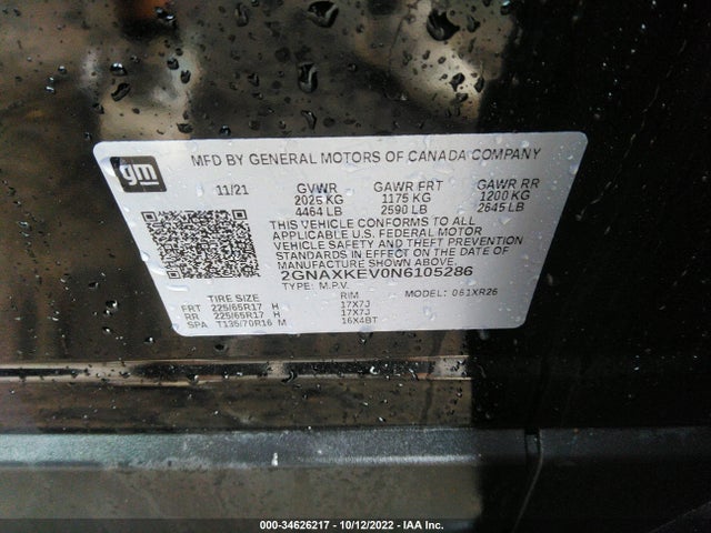 Chevrolet EQUINOX LT 2022 2GNAXKEV0N6105286 Image 9