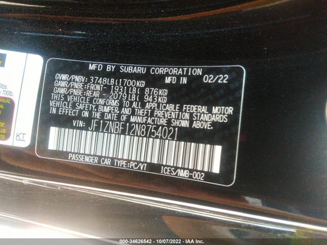 2022 Toyota GR 86, VIN: JF1ZNBF12N8754021