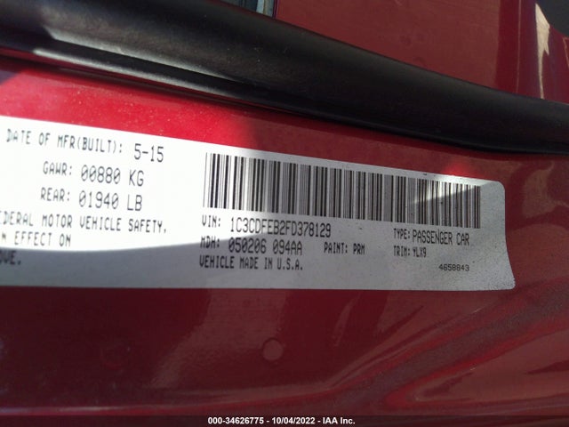 Dodge DART GT 2015 1C3CDFEB2FD378129 Image 10