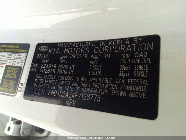 2015 Kia Soul, VIN: KNDJN2A24F7128775