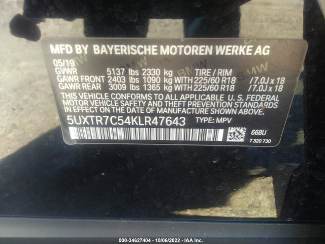 BMW X3 Sdrive30i 2019 аукцион фото