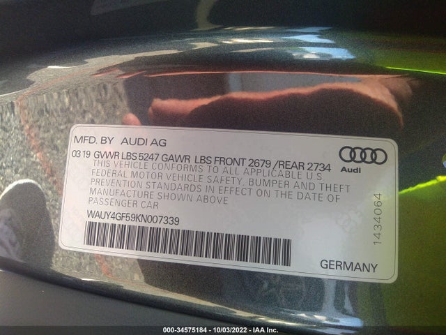 2019 Audi S5, VIN: WAUY4GF59KN007339