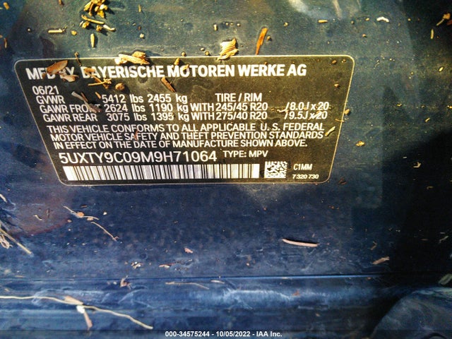 BMW X3 2021 5UXTY9C09M9H71064 Image 9