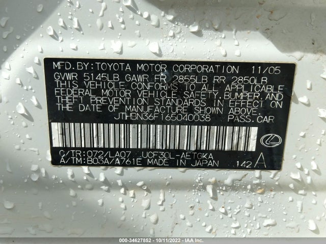 Lexus LS 430 2006 JTHBN36F165040038 Image 10