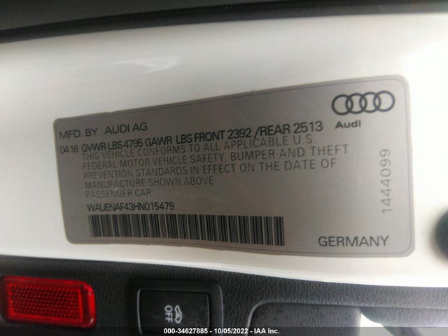 2017 Audi A4, VIN: WAUENAF43HN015479