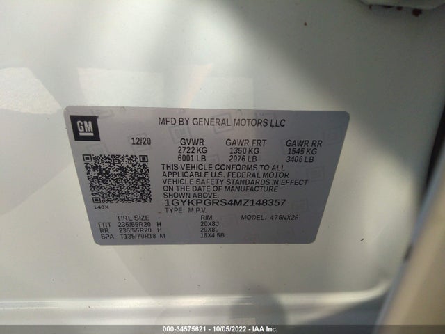 2021 Cadillac XT6, VIN: 1GYKPGRS4MZ148357