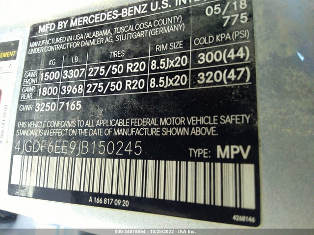 Mercedes-Benz GLS 2018 4JGDF6EE9JB150245 Image 9
