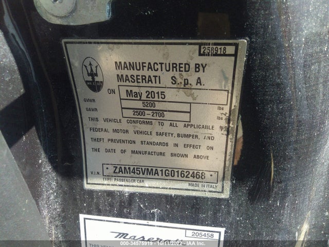 2016 Maserati Granturismo, VIN: ZAM45VMA1G0162468