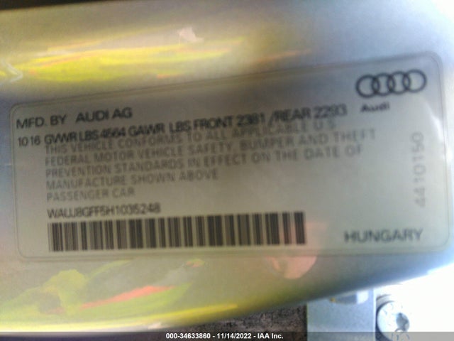 Audi A3 Sedan Premium Plus 2017 WAUJ8GFF5H1035248 Image 9