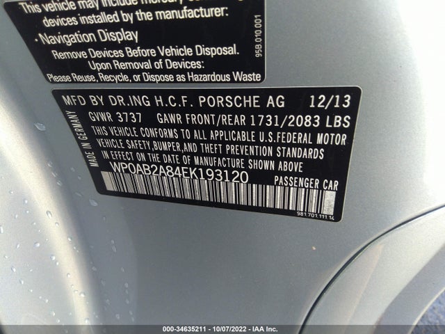 2014 Porsche Cayman, VIN: WP0AB2A84EK193120