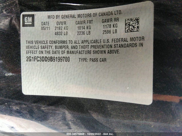 Chevrolet Camaro 2lt 2011 2G1FC3DD9B9199700 Image 11