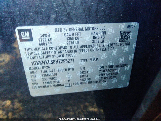 GMC Acadia 2017 1GKKNXLS8HZ295277 Image 10
