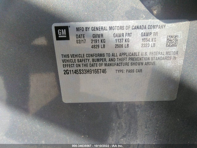 Chevrolet Impala Premier 2017 2G1145S33H9166746 Image 10