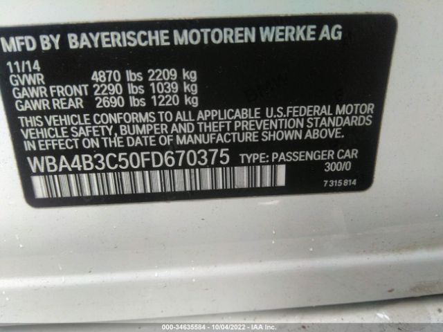 WBA4B3C50FD670375 BMW 4 Series 435i Xdrive