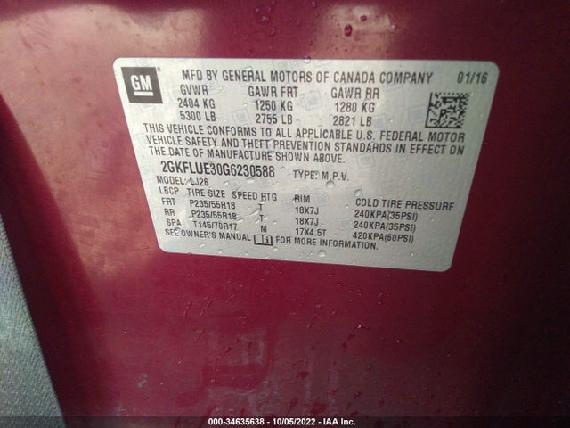 GMC Terrain Slt 2016 2GKFLUE30G6230588 Image 9