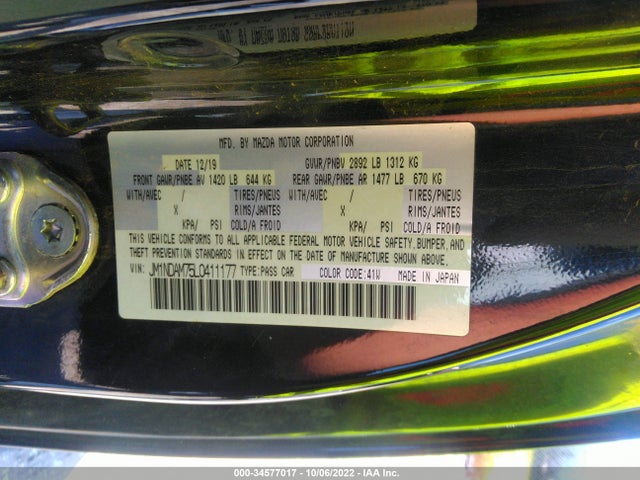 2020 Mazda MX-5 Miata, VIN: JM1NDAM75L0411177