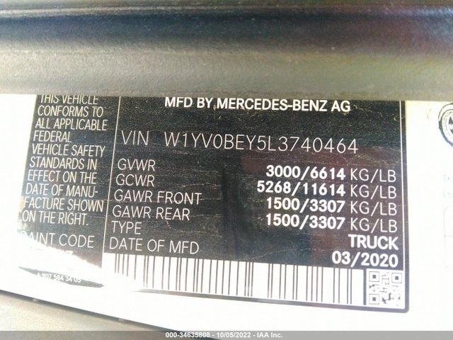 2020 Mercedes-Benz Metris, VIN: W1YV0BEY5L3740464