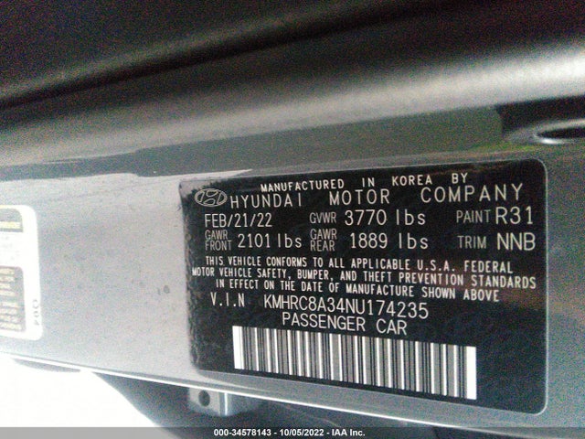 2022 Hyundai Venue, VIN: KMHRC8A34NU174235