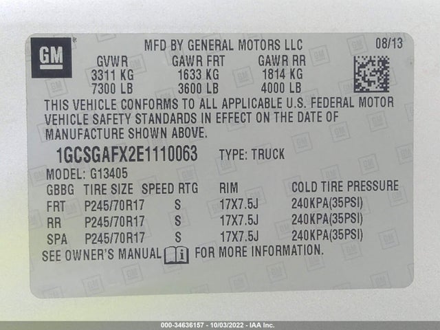 2014 Chevrolet Express, VIN: 1GCSGAFX2E1110063
